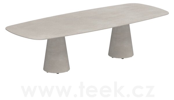 Royal Botania Betonový jídelní stůl Conix, Royal Botania, oválný 300x120x75 cm, podnož beton cement grey, deska keramika bílá