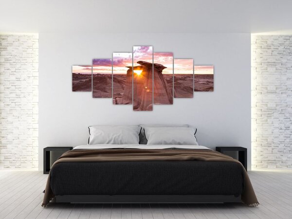 Obraz - západ slunce na poušti (210x100 cm)