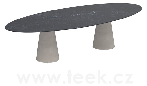 Royal Botania Betonový jídelní stůl Conix, Royal Botania, elipsa 320x140x75 cm, beton cement grey
