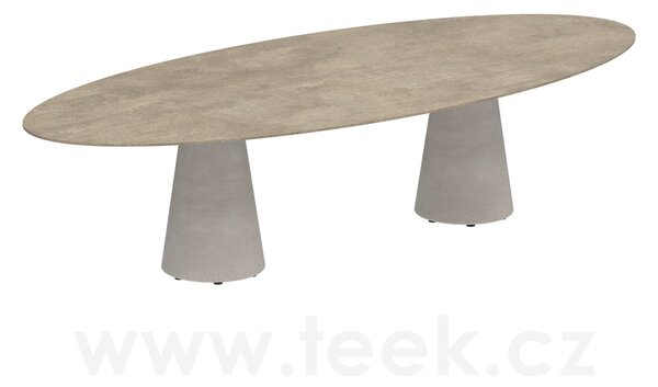 Royal Botania Betonový jídelní stůl Conix, Royal Botania, elipsa 320x140x75 cm, beton cement grey