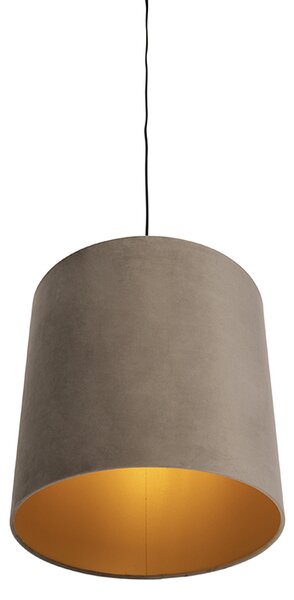 Závěsné svítidlo s tmavě hnědým sametovým stínítkem se zlatem 40 cm - Combi