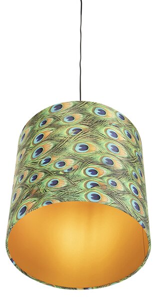 Závěsné svítidlo s sametovým stínítkem Peacock se zlatem 40 cm - Combi