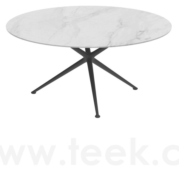 Royal Botania Jídelní stůl Exes, Royal Botania, kulatý 160x75 cm, rám hliník anthracite, deska teak