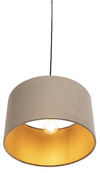 Závěsné svítidlo s taupe sametovým stínítkem se zlatem 35 cm - Combi