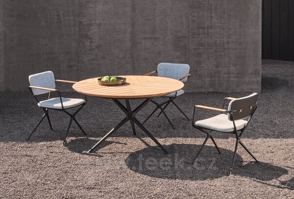 Royal Botania Jídelní křeslo Exes, Royal Botania, rám hliník pebble, područky teak, bez sedáků