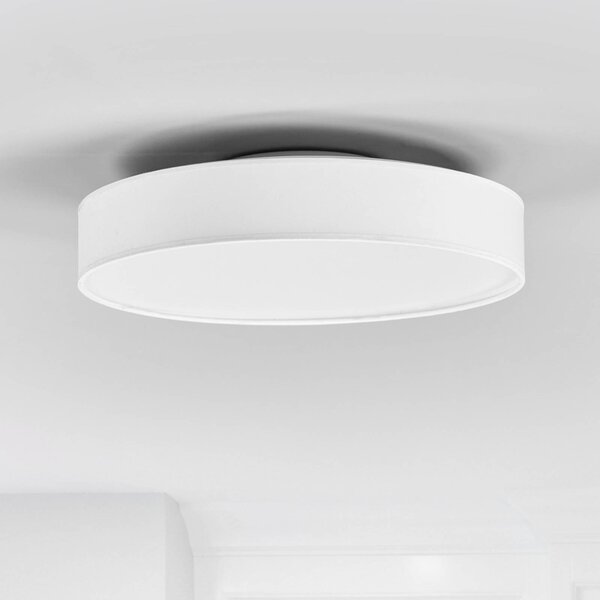 Lindby Stropní svítidlo LED Saira, Ø 40 cm, bílé, textilní, Bílá / opál, Obývací pokoj / jídelna, Textil / tkanina / hedvábí, Moderní