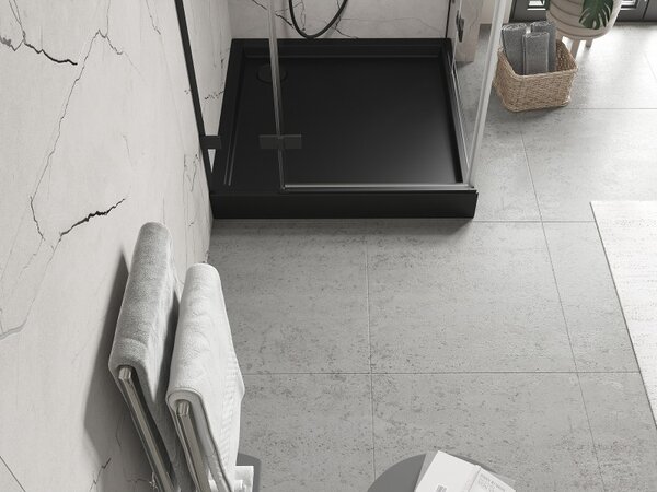 Mexen Flow+, čtvercová sprchová vanička 70 x 70 cm, černá matná, 46S7070H