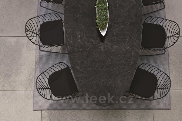 Royal Botania Jídelní stůl Exes, Royal Botania, elipsa 320x140x75 cm, rám hliník anthracite, deska keramika černá