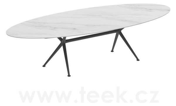 Royal Botania Jídelní stůl Exes, Royal Botania, elipsa 320x140x75 cm, rám hliník anthracite, deska keramika černá