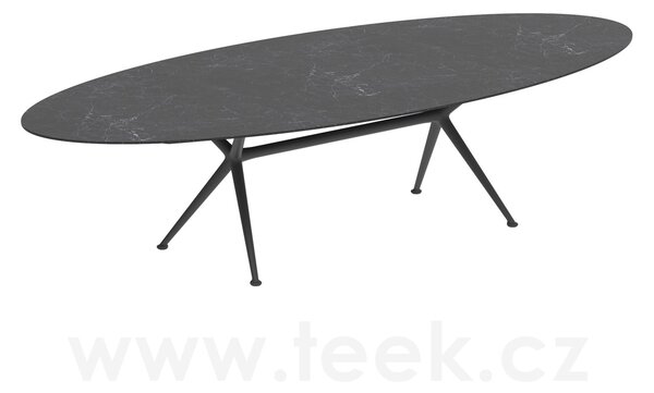 Royal Botania Jídelní stůl Exes, Royal Botania, elipsa 320x140x75 cm, rám hliník anthracite, deska keramika černá