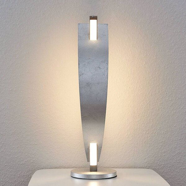 Lucande Stolní LED lampa Marija, stříbrná barva, stmívatelná, 62 cm, stmívatelný, Chrom / stříbro, Obývací pokoj / jídelna, kov, Moderní