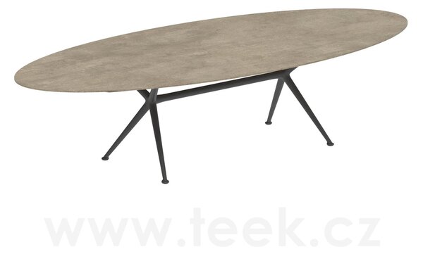 Royal Botania Jídelní stůl Exes, Royal Botania, elipsa 320x140x75 cm, rám hliník anthracite, deska keramika černá