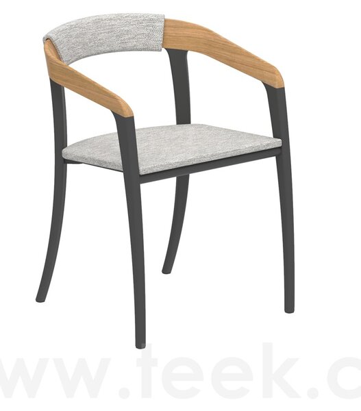 Royal Botania Jídelní křeslo Jive, Royal Botania, hliník anthracite, teakové opěradlo, bez sedáku