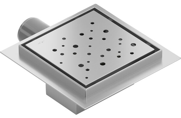 Mexen Flat-Q M12 čtvercová podlahová vpusť 15 x 15 cm, broušená ocel - 1010415