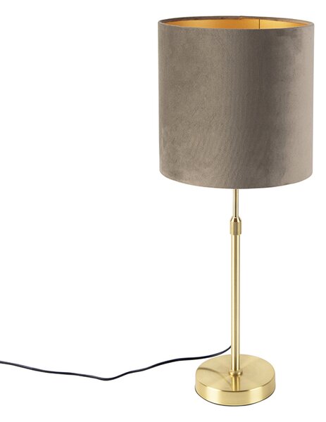 Stolní lampa zlatá / mosaz s velurovým odstínem taupe 25 cm - Parte