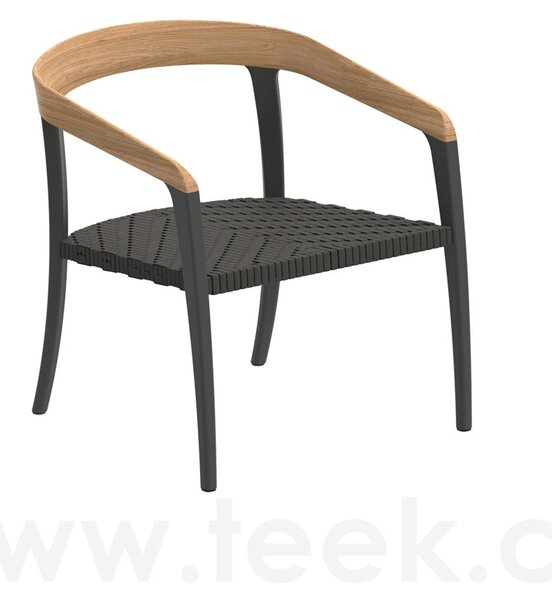Royal Botania Nízké křeslo Jive, Royal Botania, 60x66x66 cm, rám hliník anthracite a teak, výplet lanko Olefin grey