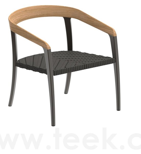 Royal Botania Nízké křeslo Jive, Royal Botania, 60x66x66 cm, rám hliník anthracite a teak, výplet lanko Olefin grey