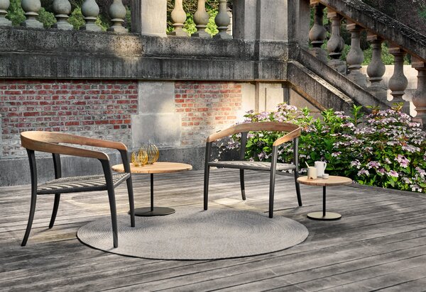 Royal Botania Nízké křeslo Jive, Royal Botania, 60x66x66 cm, rám hliník anthracite a teak, výplet lanko Olefin grey