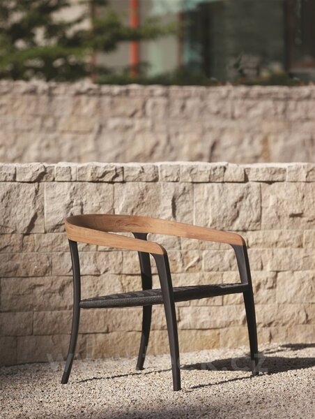 Royal Botania Nízké křeslo Jive, Royal Botania, 60x66x66 cm, rám hliník anthracite a teak, výplet lanko Olefin grey