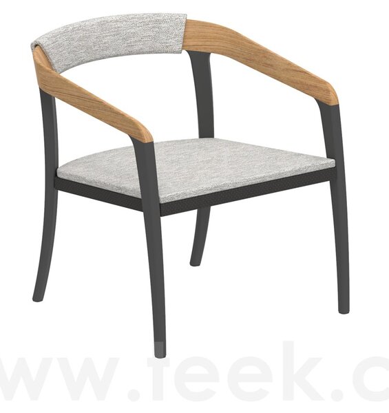 Royal Botania Nízké křeslo Jive, Royal Botania, 60x66x66 cm, rám hliník anthracite a teak, výplet lanko Olefin grey