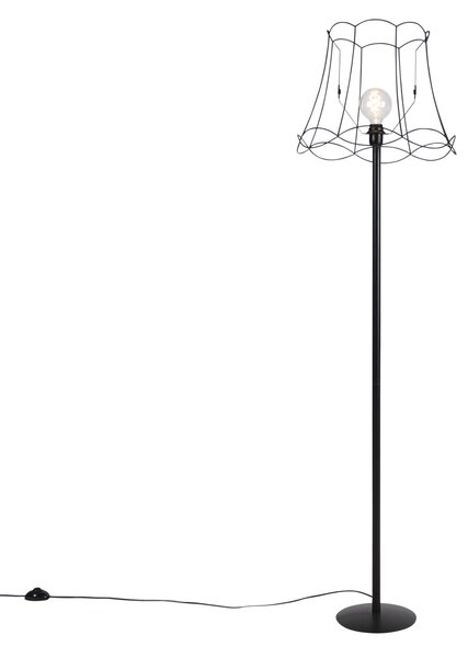 Černá stojací lampa s odstínem Granny Frame černá 45 cm - Simplo