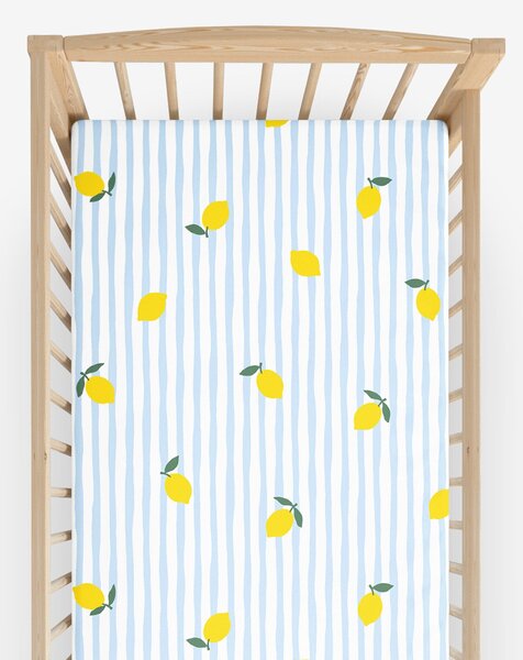 Goldea bavlněné napínací prostěradlo do dětské postýlky - svěží citrony s proužky 60 x 120 cm
