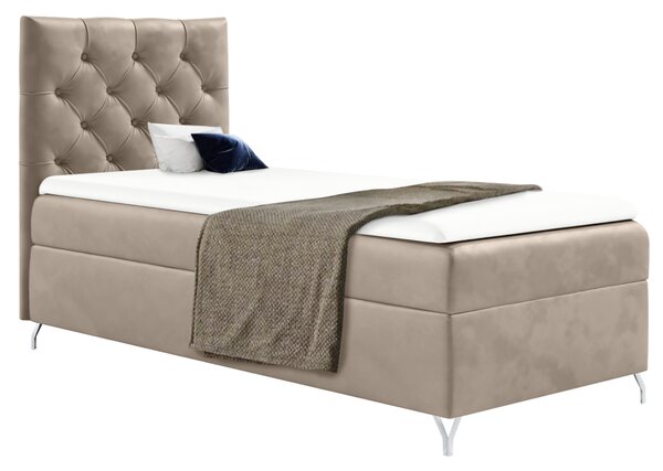 KONDELA Boxspringová postel, 90x200, béžová látka Velvet, levá, GULIETTE + dárek