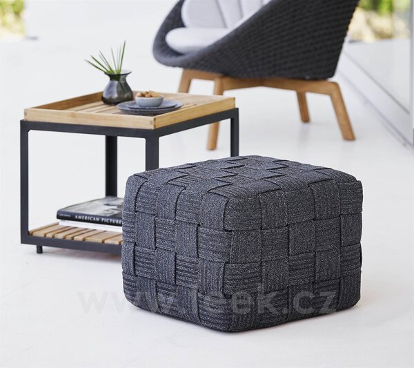 Cane-line Podnožka Cube, Cane-line, 48x48x39 cm, pásový výplet barva dark grey
