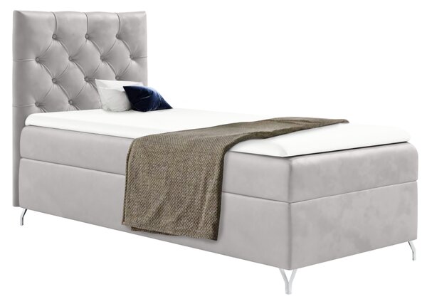 KONDELA Boxspringová postel, 90x200, světle šedá látka Velvet, levá, GULIETTE + dárek