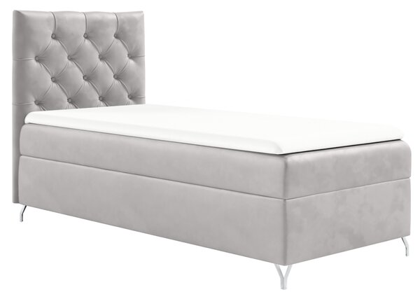 KONDELA Boxspringová postel, 90x200, světle šedá látka Velvet, levá, GULIETTE + dárek