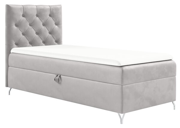 KONDELA Boxspringová postel, 90x200, světle šedá látka Velvet, levá, GULIETTE + dárek