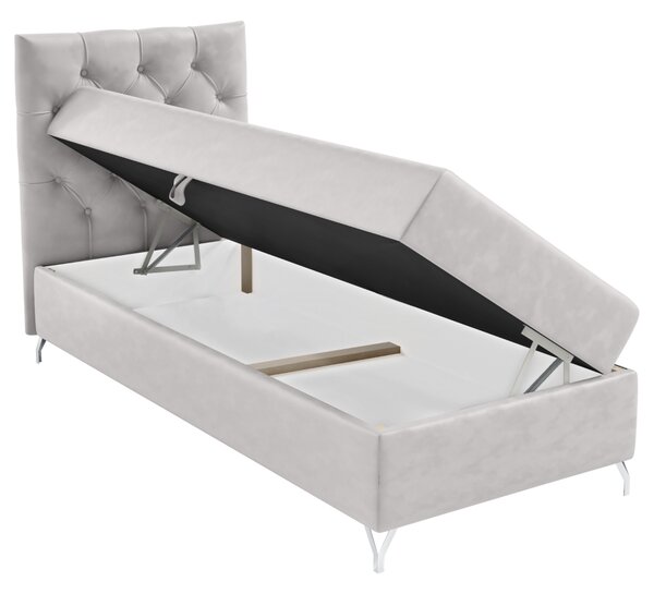 KONDELA Boxspringová postel, 90x200, světle šedá látka Velvet, levá, GULIETTE + dárek