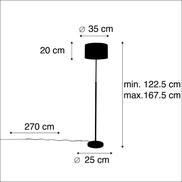 Stojací lampa černá s velurovým odstínem černá se zlatem 35 cm - Parte