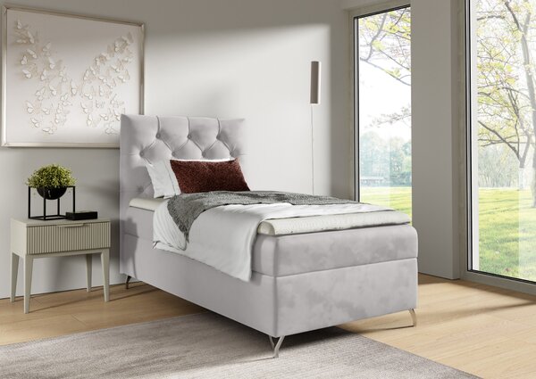 KONDELA Boxspringová postel, 90x200, světle šedá látka Velvet, levá, GULIETTE + dárek