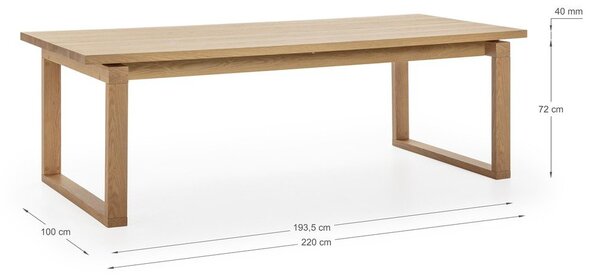 Jídelní stůl s deskou v dubovém dekoru 100x220 cm Rina – Marckeric