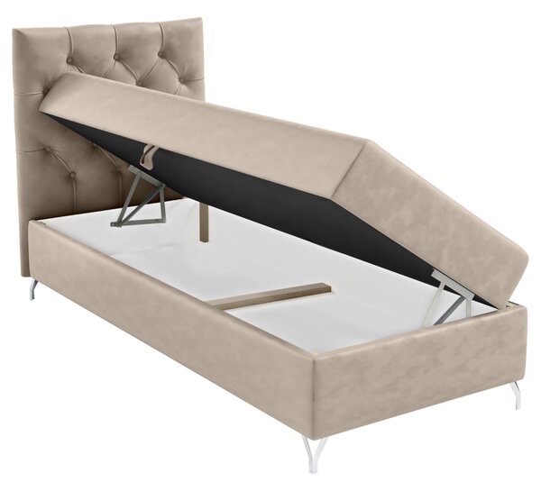 KONDELA Boxspringová postel, 90x200, béžová látka Velvet, levá, GULIETTE + dárek