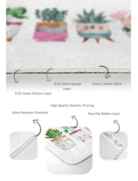 Bílé sametové koupelnové předložky v sadě 2 ks 60x100 cm Succulent – Mila Home