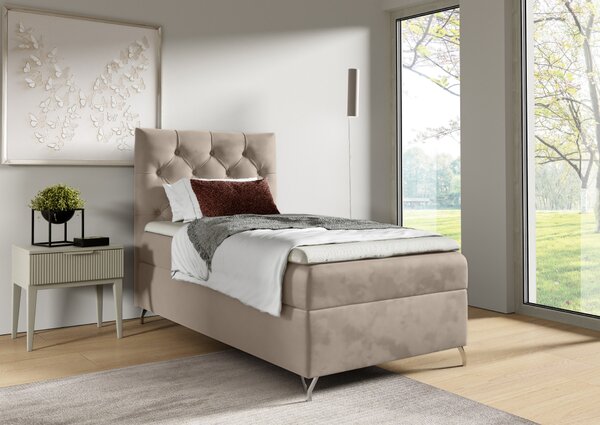 KONDELA Boxspringová postel, 90x200, béžová látka Velvet, levá, GULIETTE + dárek