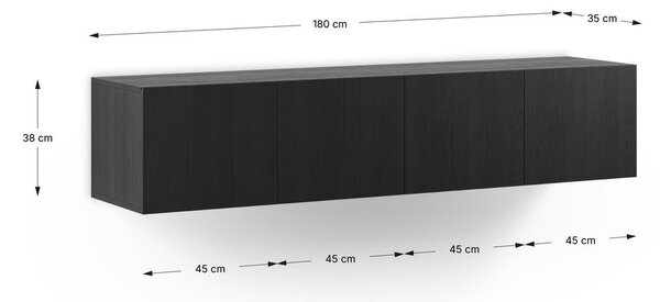 Černý TV stolek 180x38x35 cm Daroca – Marckeric