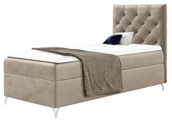KONDELA Boxspringová postel, 90x200, béžová látka Velvet, pravá, GULIETTE + dárek