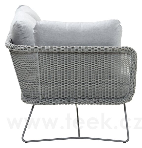 Cane-line Ukončovací/rohový 2-místný levostranný díl Horizon, Cane-line, 158x85x66 cm, rám kov, výplet umělý ratan barva light grey, venkovní látka Natté light grey