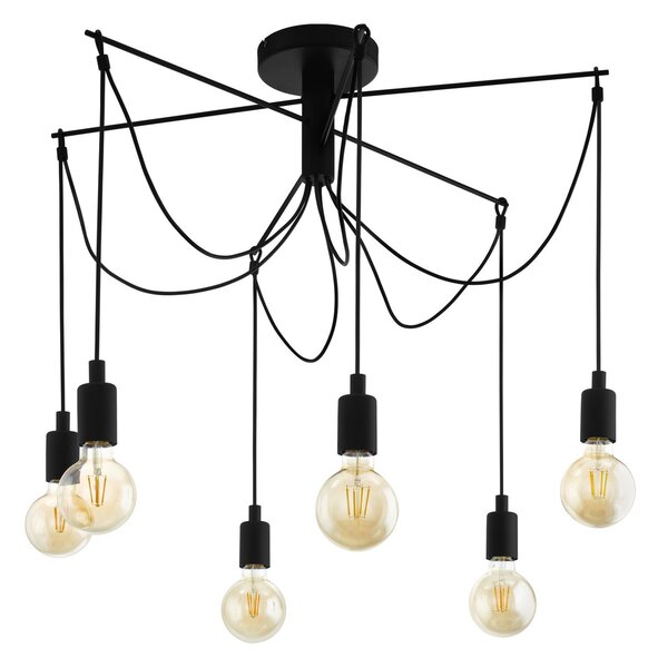 Eglo 98679 MUSARA - Retro stropní svítidlo v černé barvě 6 x E27, Ø 79cm (Retro stropní lustr na šest žárovek)