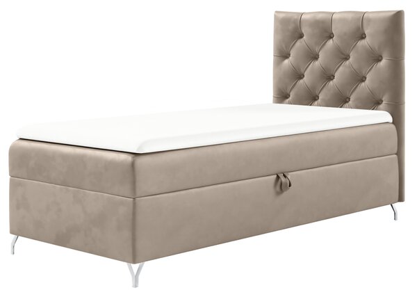 KONDELA Boxspringová postel, 90x200, béžová látka Velvet, pravá, GULIETTE + dárek