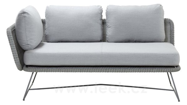 Cane-line Ukončovací/rohový 2-místný levostranný díl Horizon, Cane-line, 158x85x66 cm, rám kov, výplet umělý ratan barva light grey, venkovní látka Natté light grey