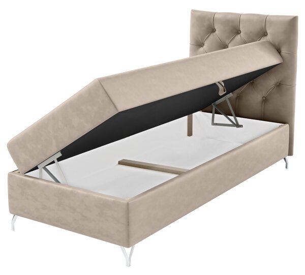 KONDELA Boxspringová postel, 90x200, béžová látka Velvet, pravá, GULIETTE + dárek
