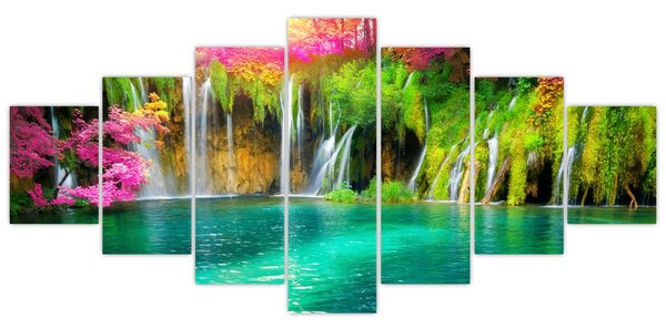 Obraz - Vodopád, Plitvická jezera, Chorvatsko (210x100 cm)