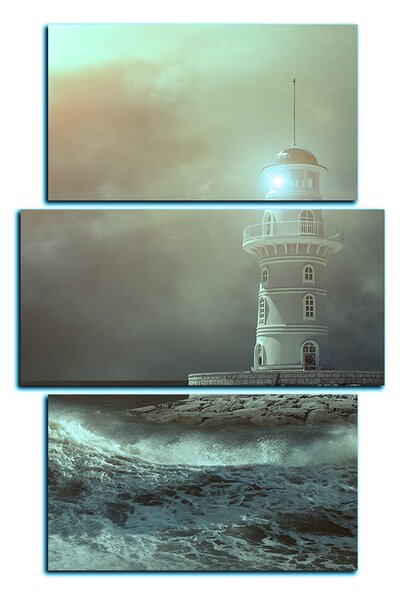 Obraz na plátně - Maják v moři pod oblohou - obdélník 7159FD (90x60 cm)