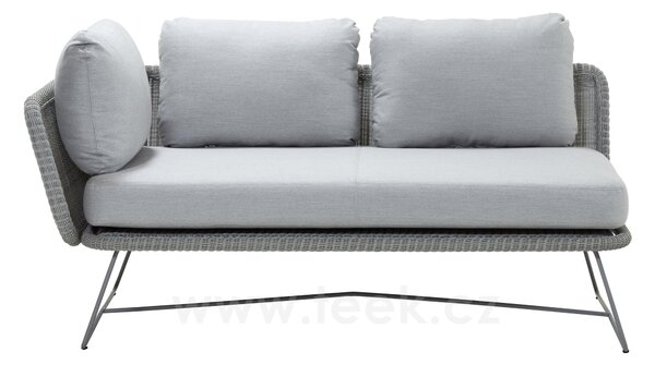 Cane-line Ukončovací/rohový 2-místný pravostranný díl Horizon, Cane-line, 158x85x66 cm, rám kov, výplet umělý ratan barva light grey, venkovní látka Natté light grey