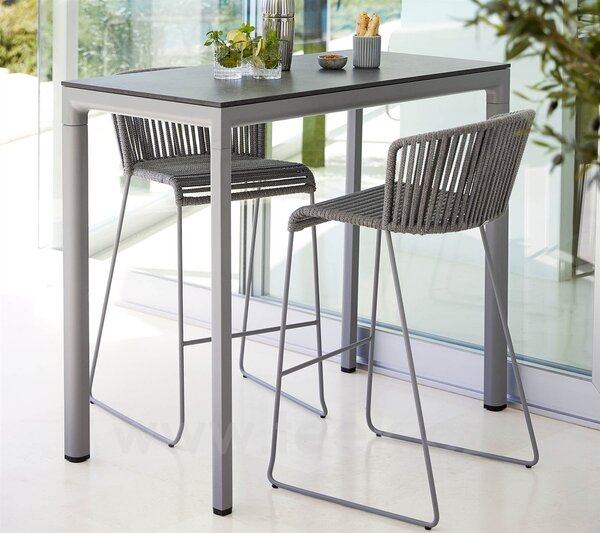 Cane-line Barová židle Moments, Cane-line, 54x58x101 cm, rám kov, výplet lanko Soft Rope grey