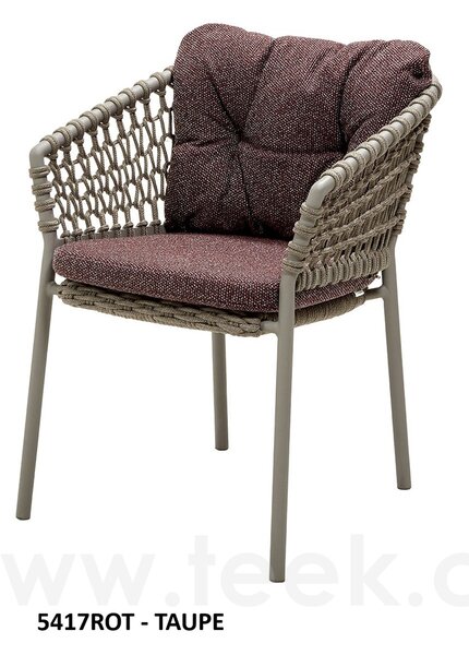 Cane-line Stohovatelné jídelní křeslo Ocean, Cane-line, 59x63x76 cm, rám hliník, výplet lanko Soft rope dark grey, bez polstrů